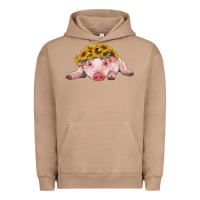 Pigment Burro baby pig with sunflower headband Urban Hoodie - RanaPortraitStore