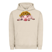 Pigment French Oak baby pig with sunflower headband Urban Hoodie - RanaPortraitStore