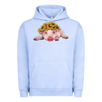 Pigment Grape Ice baby pig with sunflower headband Urban Hoodie - RanaPortraitStore