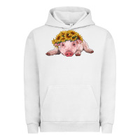 Pigment Lunar Rock baby pig with sunflower headband Urban Hoodie - RanaPortraitStore