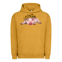 Pigment Peanut Butter baby pig with sunflower headband Urban Hoodie - RanaPortraitStore