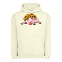 Pigment Pistachio baby pig with sunflower headband Urban Hoodie - RanaPortraitStore