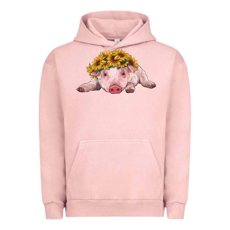 Baby Pig With Sunflower Headband Urban Hoodie by RanaPortraitStore | Teevron