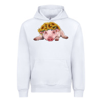 White baby pig with sunflower headband Urban Hoodie - RanaPortraitStore