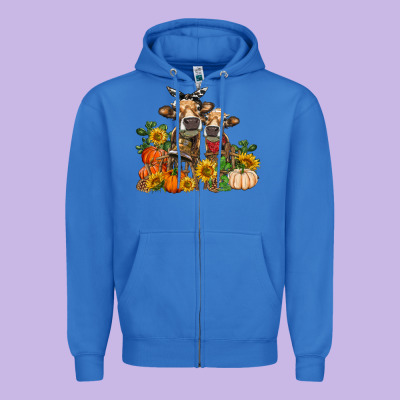 Fall Heifer Cows Zipper Hoodie Designed By Ranaportraitstore