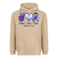 Mushroom Peace Love Cure Thyroid Cancer Heavyweight Hoodie - Jasminsmagicworld