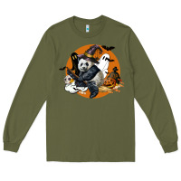 Army Green panda hallowen Long Sleeve Tee - LillyAllenDesigns