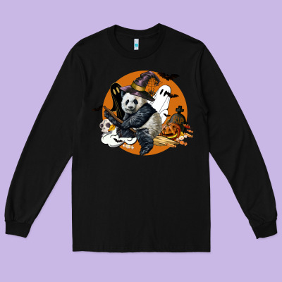 Panda Hallowen Long Sleeve Tee Designed By Lillyallendesigns