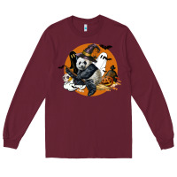 Burgundy panda hallowen Long Sleeve Tee - LillyAllenDesigns