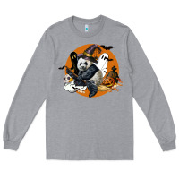 Heather Grey panda hallowen Long Sleeve Tee - LillyAllenDesigns