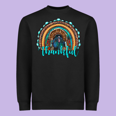 Western Thanksgiving Rainbow With Turkey Heavyweight Sweatshirt Designed By Ranaportraitstore