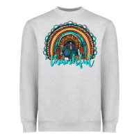 Heather Grey western thanksgiving rainbow with turkey Heavyweight Sweatshirt - RanaPortraitStore