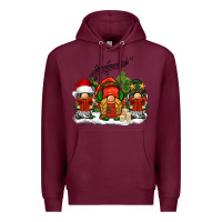 Burgundy Christmas choir gnomes Premium Hoodie - BarkalooDesign