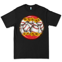 Black baseball with sunflower round earrings Premium Tee - BundleAndBundleShop