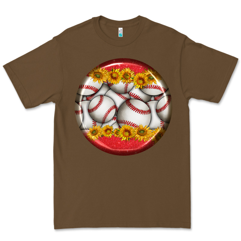Baseball With Sunflower Round Earrings Premium Tee by BundleAndBundleShop | Teevron