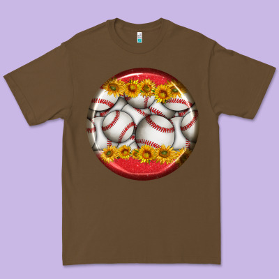 Baseball With Sunflower Round Earrings Premium Tee Designed By Bundleandbundleshop