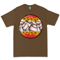 Cacao baseball with sunflower round earrings Premium Tee - BundleAndBundleShop