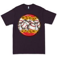 Plum baseball with sunflower round earrings Premium Tee - BundleAndBundleShop