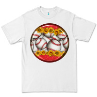 White baseball with sunflower round earrings Premium Tee - BundleAndBundleShop