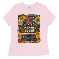 Bubblegum Pink Western God Bless America 4th of July Ladies Tee - LillyAllenDesigns