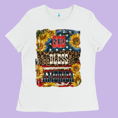 Western God Bless America 4th Of July Ladies Tee Designed By Lillyallendesigns