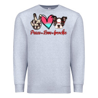 Heather Grey Peace Love Frenchie Premium Sweatshirt - Jasminsmagicworld