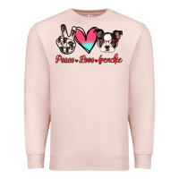 Pale Pink Peace Love Frenchie Premium Sweatshirt - Jasminsmagicworld