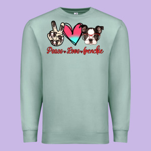 Peace Love Frenchie Premium Sweatshirt Designed By Jasminsmagicworld