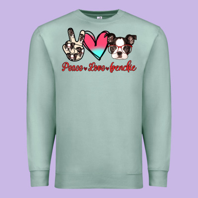 Peace Love Frenchie Premium Sweatshirt Designed By Jasminsmagicworld