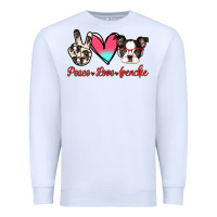 White Peace Love Frenchie Premium Sweatshirt - Jasminsmagicworld