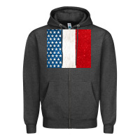 Charcoal Heather custom text american flag(used font 'doctrin Zipper Hoodie - Jasminsmagicworld