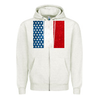 Oatmeal Heather custom text american flag(used font 'doctrin Zipper Hoodie - Jasminsmagicworld