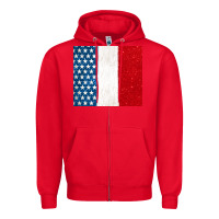 Red custom text american flag(used font 'doctrin Zipper Hoodie - Jasminsmagicworld