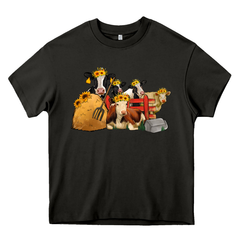 Cows With Sunflower Headbands Heavy Core Tee by Jasminsmagicworld | Teevron
