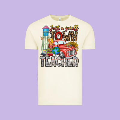 Just A Small Town Teacher Vintage Tee Designed By Cowhidedigitalart