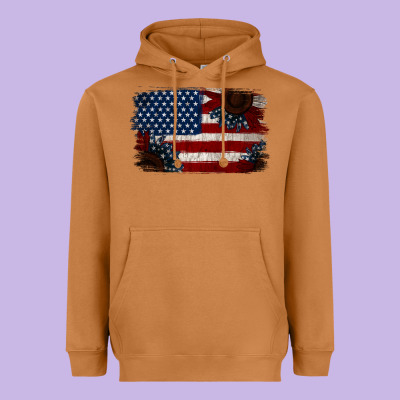 Distressed Sunflower American Flag Heavyweight Hoodie Designed By Jasminsmagicworld