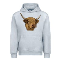 Heather Grey highland cow Urban Hoodie - RanaPortraitStore