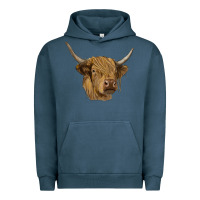 Pigment Midnight Navy highland cow Urban Hoodie - RanaPortraitStore