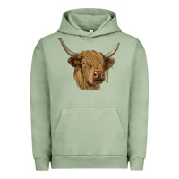 Pigment Oil Green highland cow Urban Hoodie - RanaPortraitStore