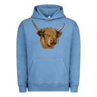 Pigment Pebble Blue highland cow Urban Hoodie - RanaPortraitStore