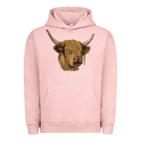 Pigment Salmon highland cow Urban Hoodie - RanaPortraitStore