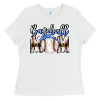 White Baseball Mom Ladies Tee - CowhideDigitalArt