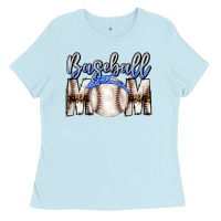 Baby Blue Baseball Mom Ladies Tee - CowhideDigitalArt