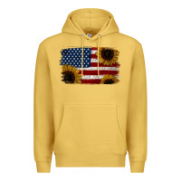 Antique Gold Distressed Yellow Sunflower American Flag Premium Hoodie - Jasminsmagicworld