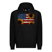 Black Distressed Yellow Sunflower American Flag Premium Hoodie - Jasminsmagicworld