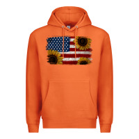 Carrot Distressed Yellow Sunflower American Flag Premium Hoodie - Jasminsmagicworld