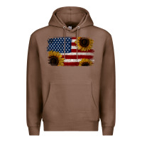 Chestnut Distressed Yellow Sunflower American Flag Premium Hoodie - Jasminsmagicworld