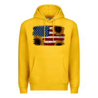 Lemon Distressed Yellow Sunflower American Flag Premium Hoodie - Jasminsmagicworld