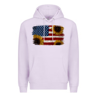 Lilac Distressed Yellow Sunflower American Flag Premium Hoodie - Jasminsmagicworld