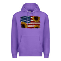 Purple Distressed Yellow Sunflower American Flag Premium Hoodie - Jasminsmagicworld